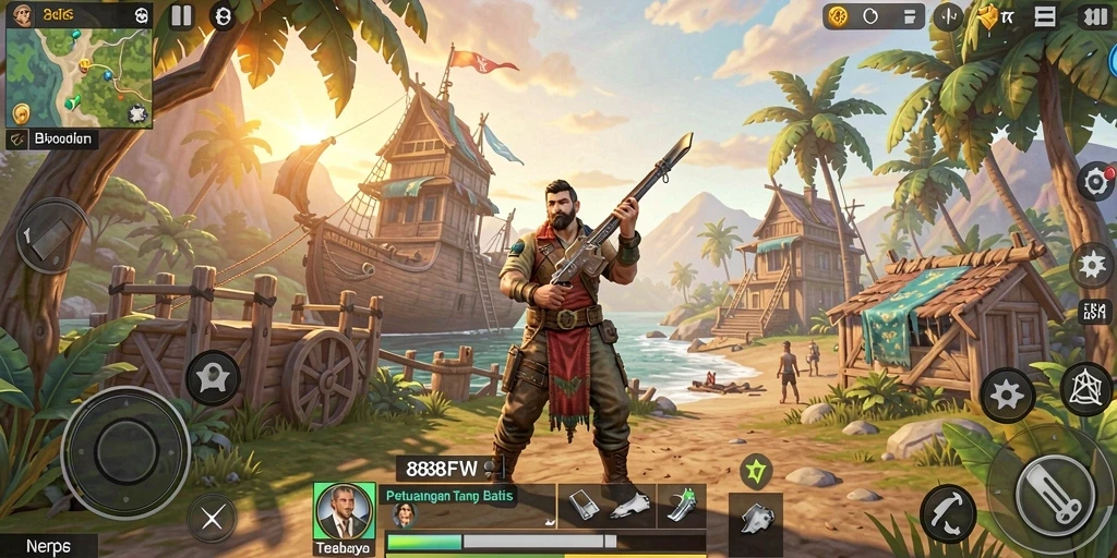 Tangkapan layar utama menunjukkan karakter menjelajahi dunia Open World yang luas.