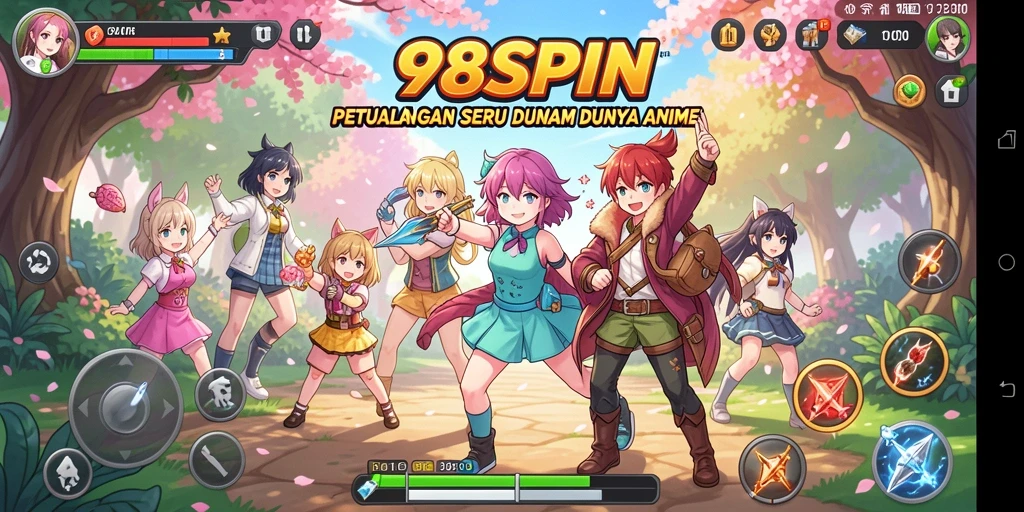 Gameplay seru 98SPIN dengan karakter Anime menarik.