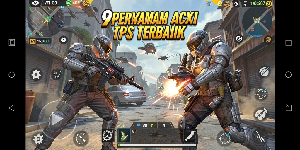 Screenshot permainan 9ET menampilkan aksi seru dalam mode TPS.