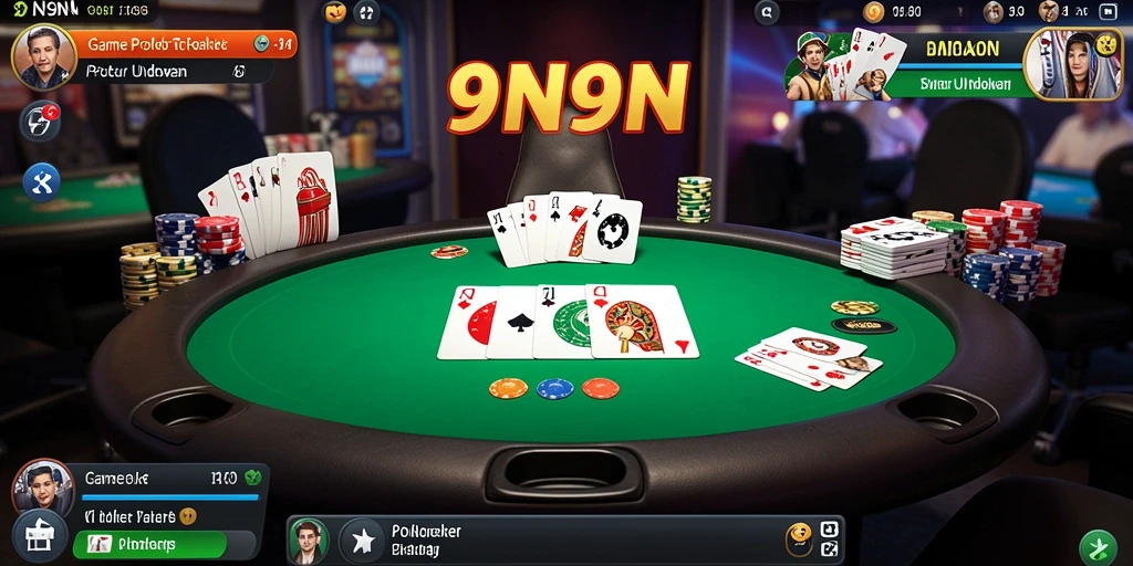 Screenshot permainan 9N9N yang menampilkan aksi poker seru.