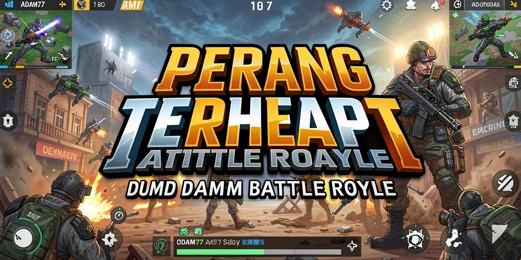 Screenshot ADAM77 menampilkan aksi pertarungan Battle Royale yang seru.
