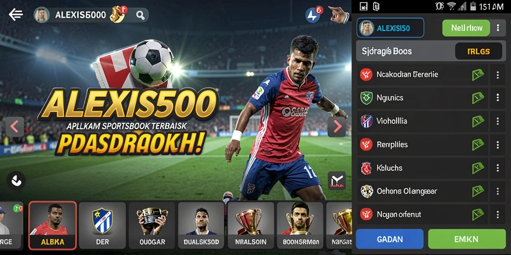 Tampilan gameplay ALEXIS500 saat memasang taruhan olahraga.
