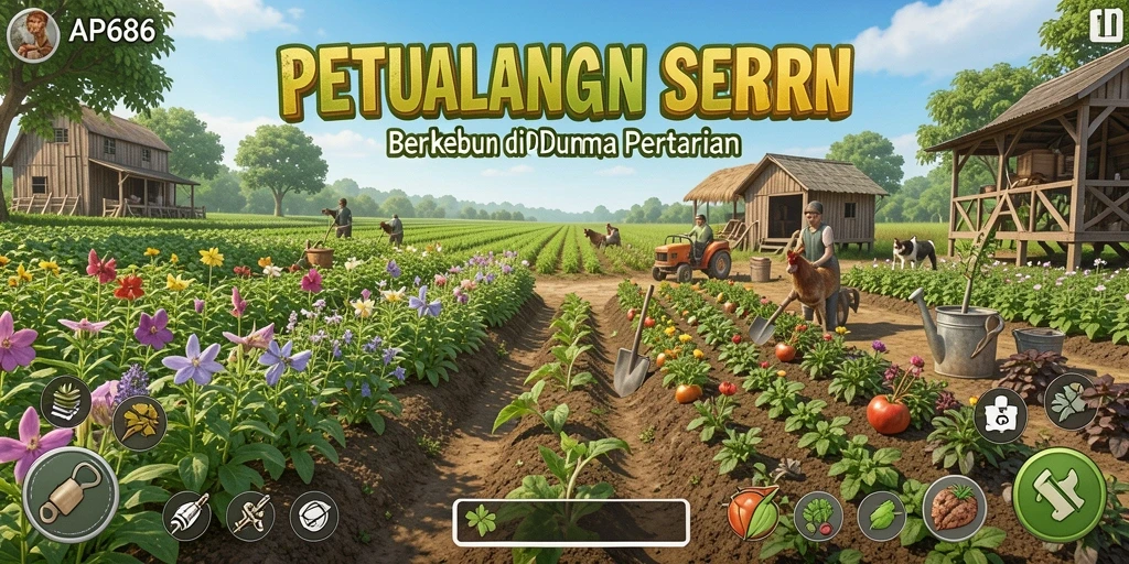 Tampilan gameplay Farming yang menarik di AP686 dengan kebun yang subur.