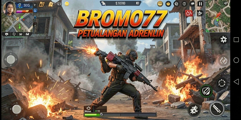 Tangkapan layar menampilkan aksi mendebarkan BROMO77 selama gameplay.