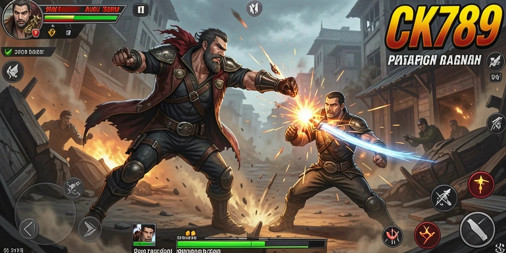 Tampilan gameplay CK789 yang penuh aksi dan pertarungan intens.