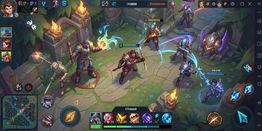 Screenshot CVG8888 menampilkan aksi MOBA yang intens dan grafik menawan.