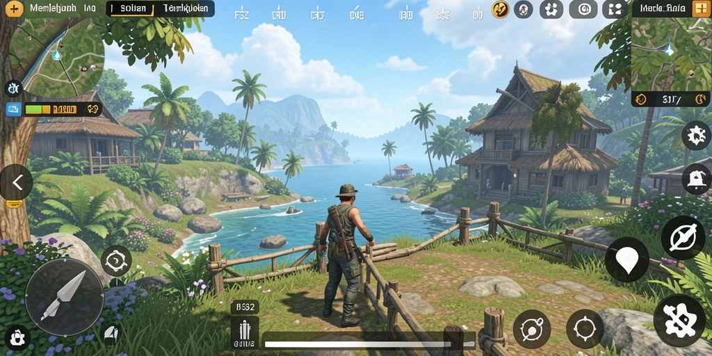 Tampilan gameplay F32 yang menakjubkan di dunia terbuka.