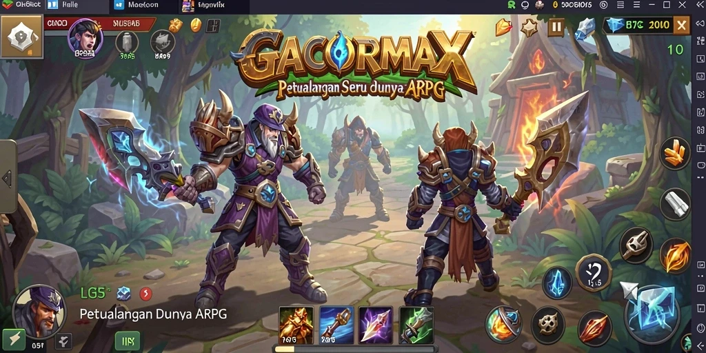Tangkapan layar GACORMAX menampilkan aksi pertarungan yang seru di dunia fantasi.