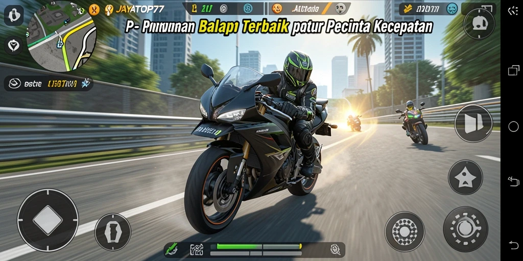 Tangkapan layar gameplay JAYATOP77 dengan aksi balap yang mendebarkan.
