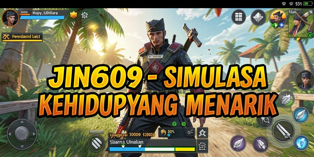 Screenshot dari gameplay JIN69 yang menunjukkan simulasi kehidupan yang dinamis.