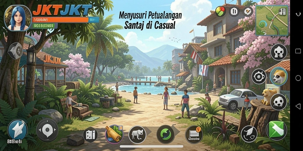 Tangkapan layar JKTJKT menampilkan gameplay yang penuh warna dan menyenangkan.