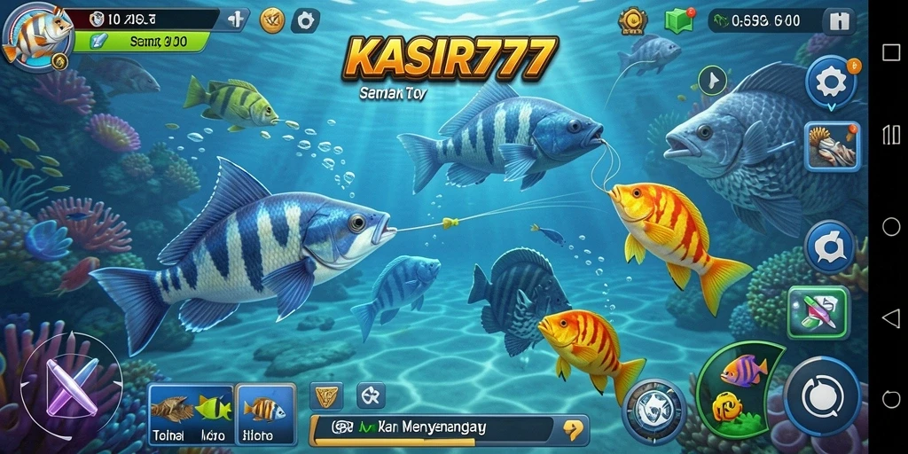 Tampilan gameplay seru KASIR777 saat berburu ikan.