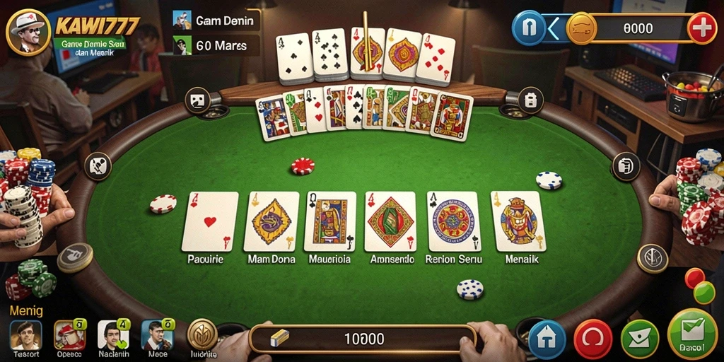 Screenshot KAWI777 menampilkan gameplay Domino yang seru dan interaktif.