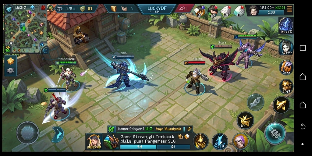 Tampilan gameplay LUCKYDF menampilkan aksi seru dan pembangunan kerajaan yang menarik.