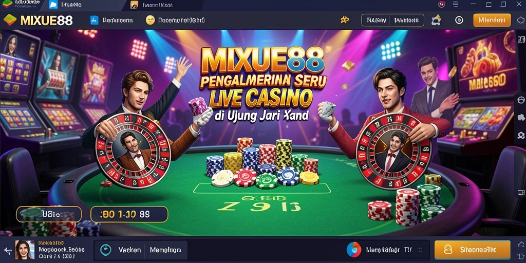 Screenshot gameplay MIXUE88 menampilkan dealer langsung di kasino virtual.