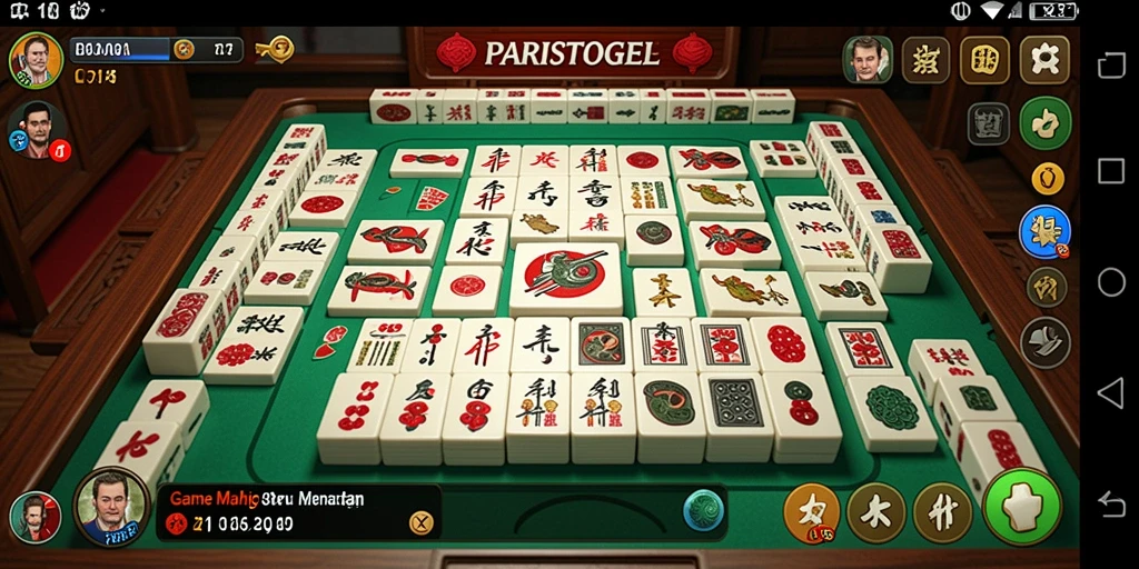 Screenshot gameplay utama PARISTOGEL yang menunjukkan serunya permainan Mahjong.