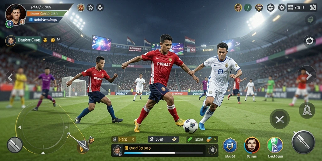 Tampilan gameplay menegangkan dalam PRIMA77 dengan aksi olahraga nyata.