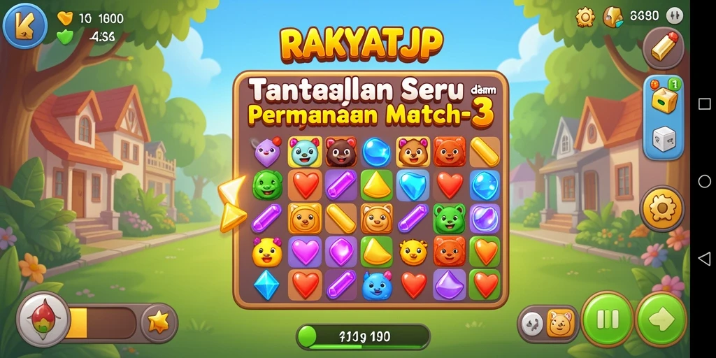 Tampilan gameplay RAKYATJP yang menarik dalam genre Match-3.