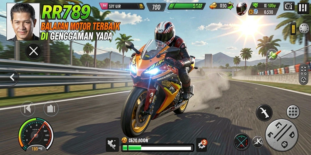 Gambaran gameplay RR789 dengan balapan motor yang menegangkan.