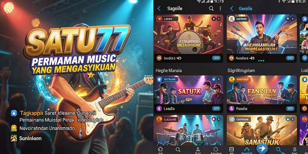 Tangkapan layar SATU77 menampilkan interaksi permainan musik yang seru.