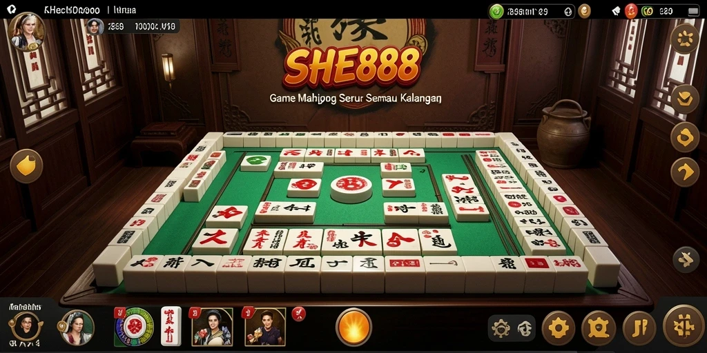 Tampilan gameplay seru dalam permainan Mahjong SHE888.
