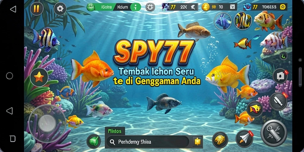Tampilan utama SPY77 menampilkan gameplay Tembak Ikan yang seru dan menarik.