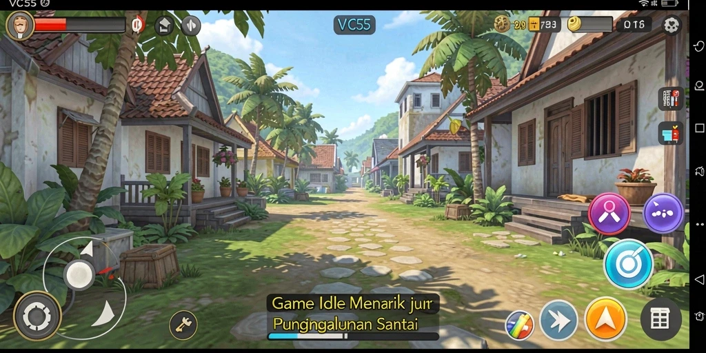 Screenshot gameplay VC55 menunjukkan kemajuan yang menyenangkan dalam game Idle.